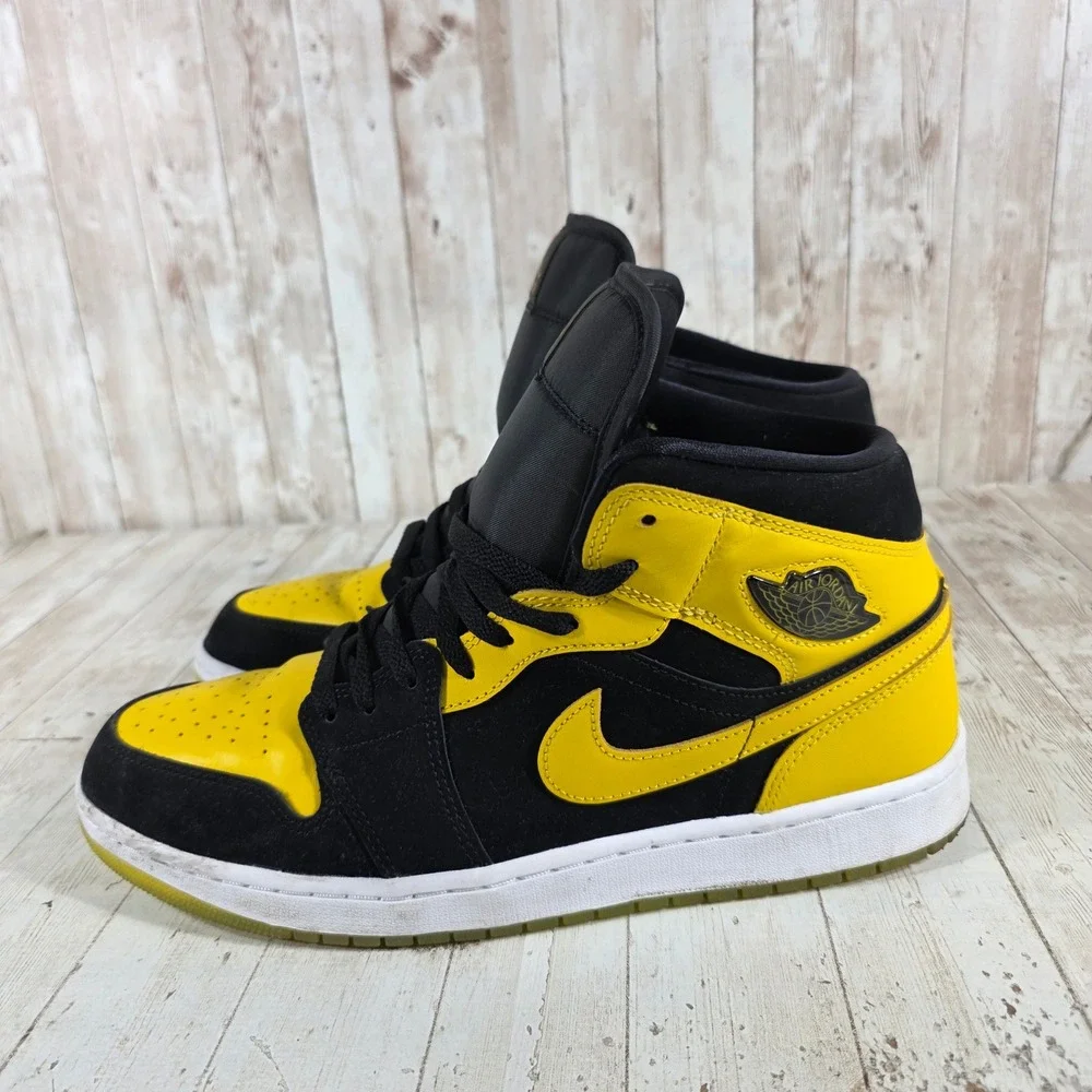 Nike Air Jordan 1 Mid Yellow Ochre Black Mens Sneakers HJ6654-071 Size 12